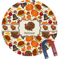 Traditional Thanksgiving Round Fridge Magnet (Personalized)