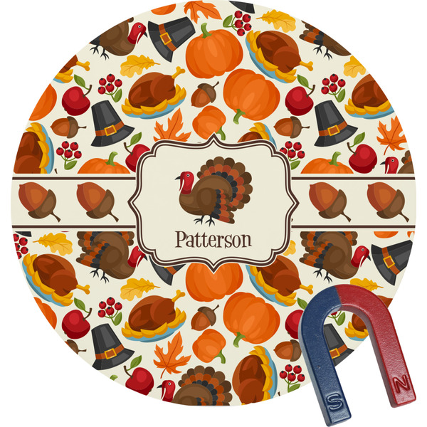 Custom Traditional Thanksgiving Round Fridge Magnet (Personalized)