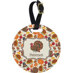 Traditional Thanksgiving Plastic Luggage Tag - Round (Personalized)