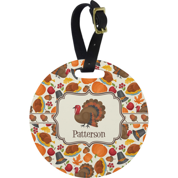 Custom Traditional Thanksgiving Plastic Luggage Tag - Round (Personalized)