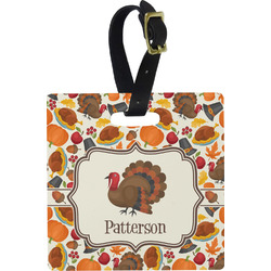 Traditional Thanksgiving Plastic Luggage Tag - Square w/ Name or Text