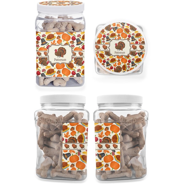 Traditional Thanksgiving Pet Treat Jar - Multiple Angles