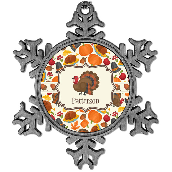 Custom Traditional Thanksgiving Vintage Snowflake Ornament (Personalized)