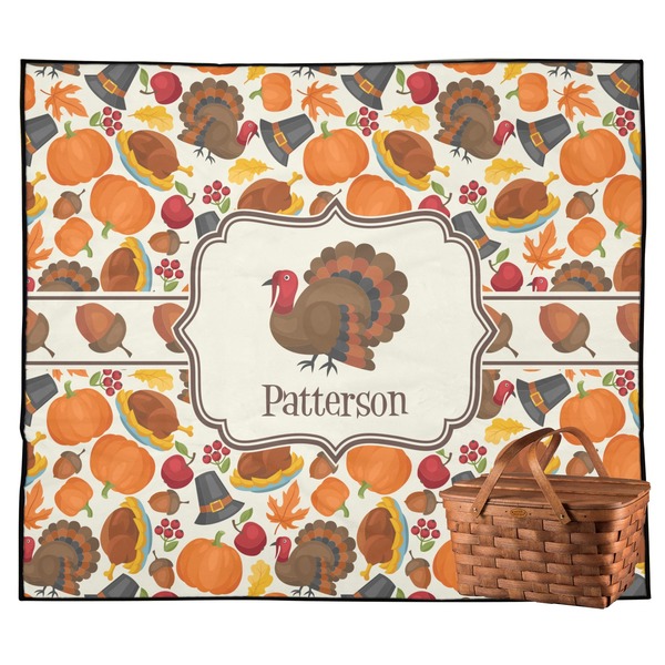 Custom Traditional Thanksgiving Outdoor Picnic Blanket (Personalized)