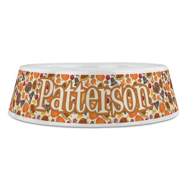 Traditional Thanksgiving Plastic Pet Bowls - Large - FRONT