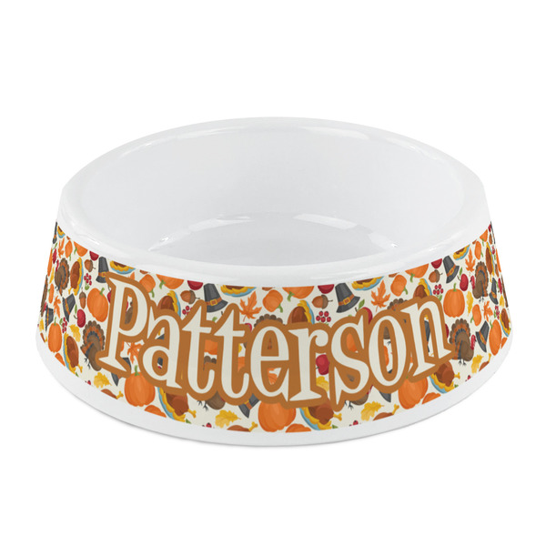 Custom Traditional Thanksgiving Plastic Dog Bowl - Small (Personalized)