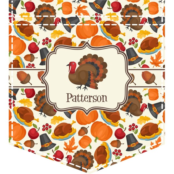 Custom Traditional Thanksgiving Iron On Faux Pocket (Personalized)