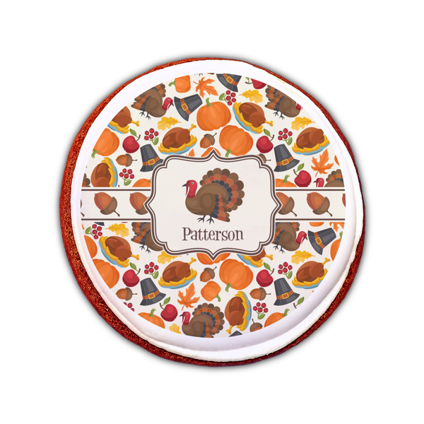Traditional Thanksgiving Printed Icing Circle - Small - On Cookie