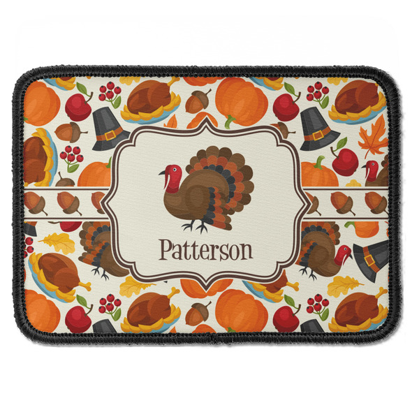 Custom Traditional Thanksgiving Iron On Rectangle Patch w/ Name or Text