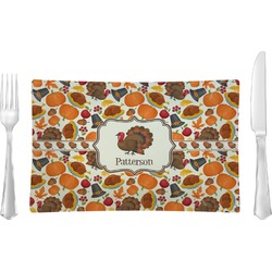 Traditional Thanksgiving Rectangular Glass Lunch / Dinner Plate - Single or Set (Personalized)