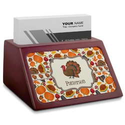 Traditional Thanksgiving Red Mahogany Business Card Holder (Personalized)