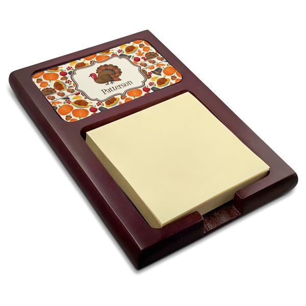 Custom Traditional Thanksgiving Red Mahogany Sticky Note Holder (Personalized)