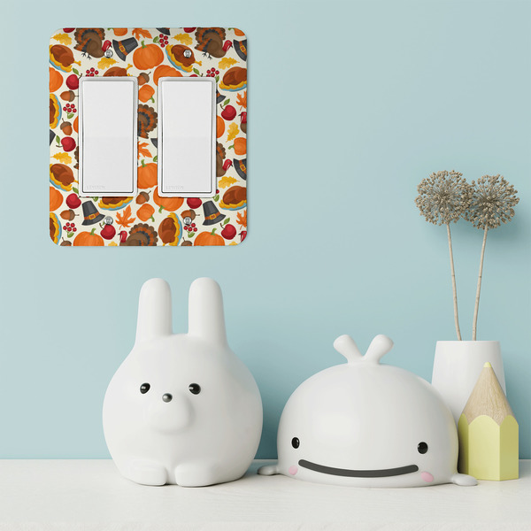 Traditional Thanksgiving Rocker Light Switch Covers - Double - IN CONTEXT