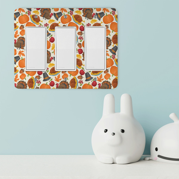Traditional Thanksgiving Rocker Light Switch Covers - Triple - IN CONTEXT