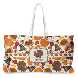 Traditional Thanksgiving Large Tote Bag with Rope Handles (Personalized)