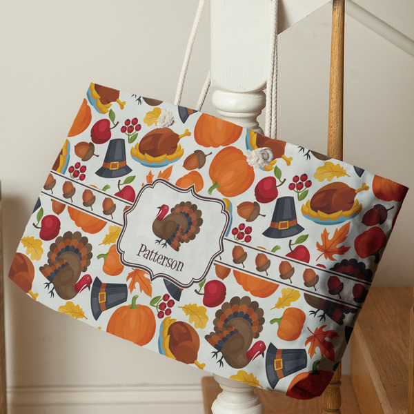 Traditional Thanksgiving Large Rope Tote - Life Style