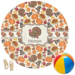 Traditional Thanksgiving Round Beach Towel (Personalized)