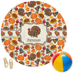 Traditional Thanksgiving Round Beach Towel (Personalized)