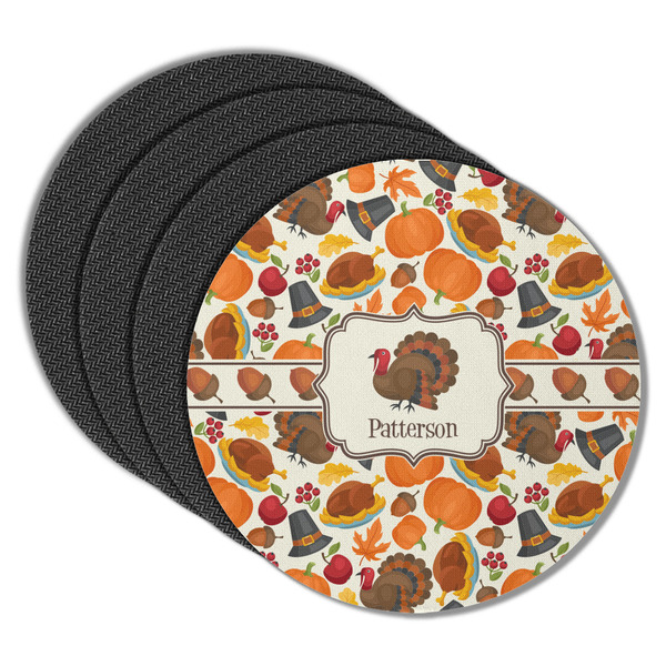 Traditional Thanksgiving Round Coaster Rubber Back - Main