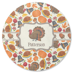 Traditional Thanksgiving Round Rubber Backed Coaster (Personalized)