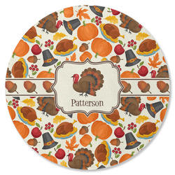 Traditional Thanksgiving Round Rubber Backed Coaster (Personalized)