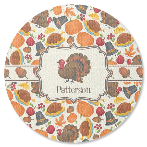 Custom Traditional Thanksgiving Round Rubber Backed Coaster (Personalized)
