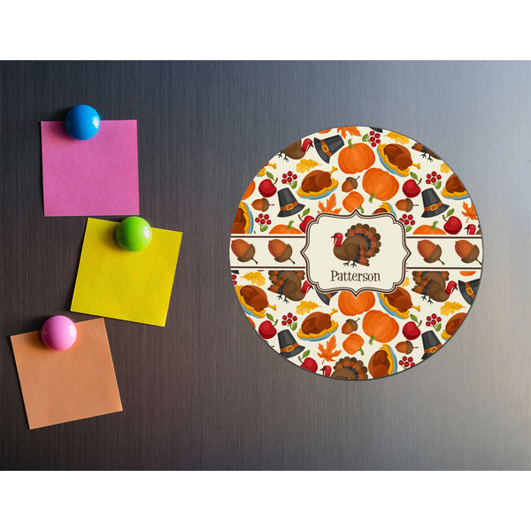 Traditional Thanksgiving Round Fridge Magnet - LIFESTYLE