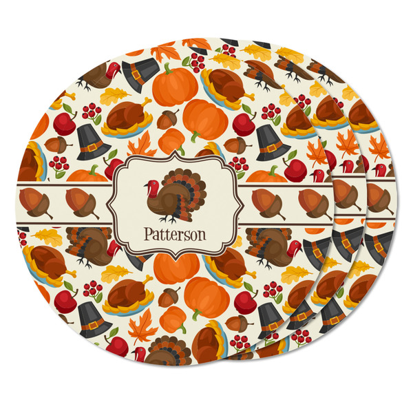 Traditional Thanksgiving Round Fridge Magnet - THREE