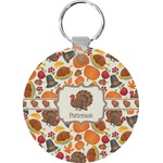 Traditional Thanksgiving Round Plastic Keychain (Personalized)