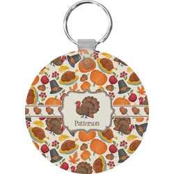 Traditional Thanksgiving Round Plastic Keychain (Personalized)