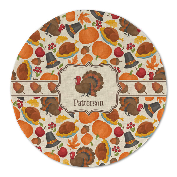 Custom Traditional Thanksgiving Round Linen Placemat - Single Sided (Personalized)