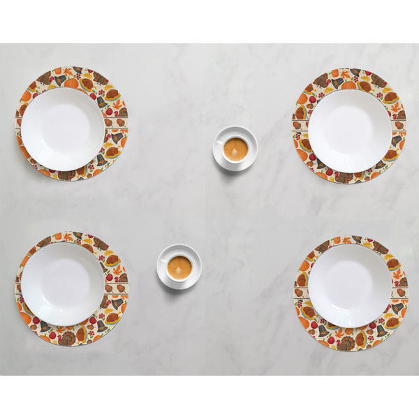 Traditional Thanksgiving Round Linen Placemats - LIFESTYLE (set of 4)