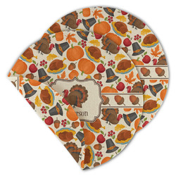 Traditional Thanksgiving Round Linen Placemat - Double Sided (Personalized)
