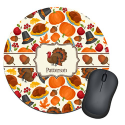Traditional Thanksgiving Round Mouse Pad (Personalized)