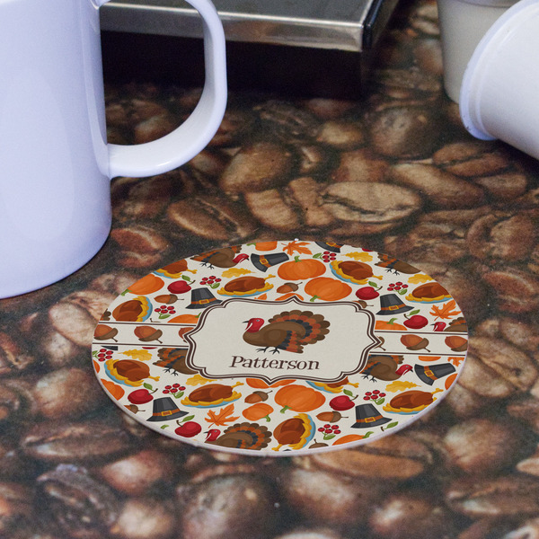 Traditional Thanksgiving Round Paper Coaster - Front