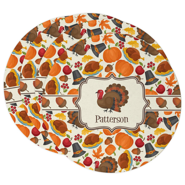 Custom Traditional Thanksgiving Round Paper Coasters w/ Name or Text