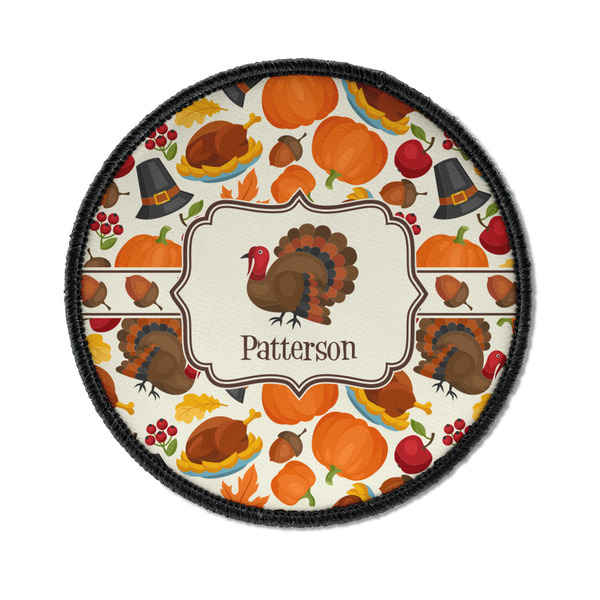 Custom Traditional Thanksgiving Iron On Round Patch w/ Name or Text