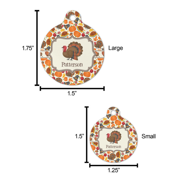 Traditional Thanksgiving Round Pet ID Tag - Large - Comparison Scale