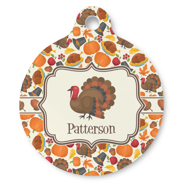 Custom Traditional Thanksgiving Round Pet ID Tag - Large (Personalized)