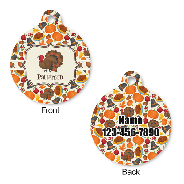Traditional Thanksgiving Round Pet Tag - Front & Back