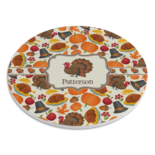 Traditional Thanksgiving Round Stone Trivet - Angle View