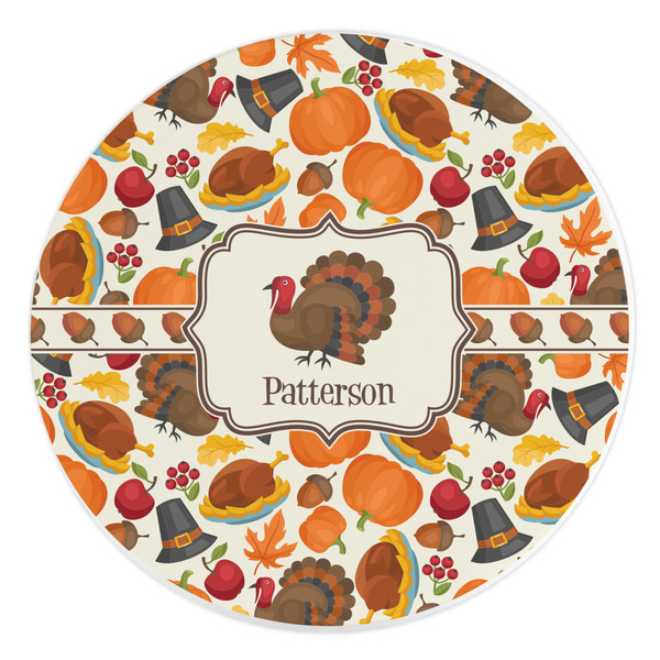 Custom Traditional Thanksgiving Round Stone Trivet (Personalized)