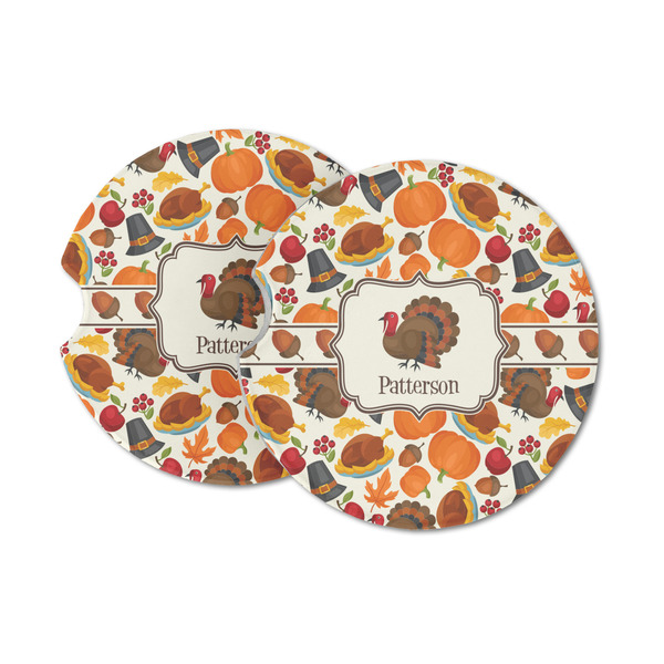 Custom Traditional Thanksgiving Sandstone Car Coasters - Set of 2 (Personalized)