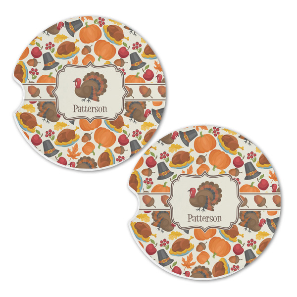 Traditional Thanksgiving Sandstone Car Coasters - Set of 2