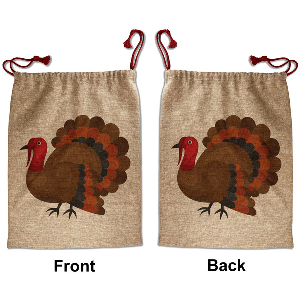 Custom Traditional Thanksgiving Santa Sack - Front & Back