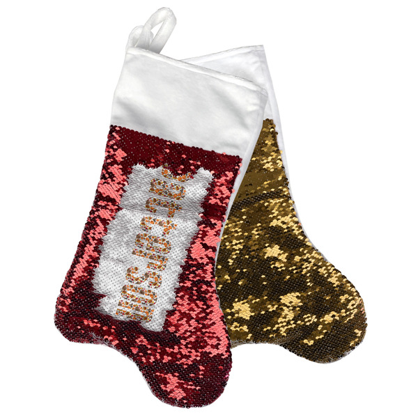 Custom Traditional Thanksgiving Reversible Sequin Stocking (Personalized)