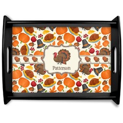 Traditional Thanksgiving Black Wooden Tray - Large (Personalized)