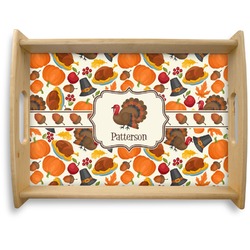 Traditional Thanksgiving Natural Wooden Tray - Large (Personalized)