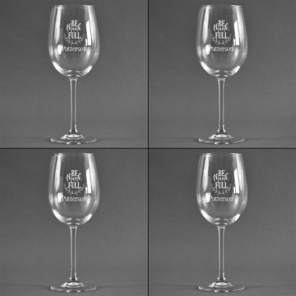 Traditional Thanksgiving Set of Four Personalized Wineglasses (Approval)