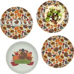 Traditional Thanksgiving Set of 4 Glass Lunch / Dinner Plate 10" (Personalized)